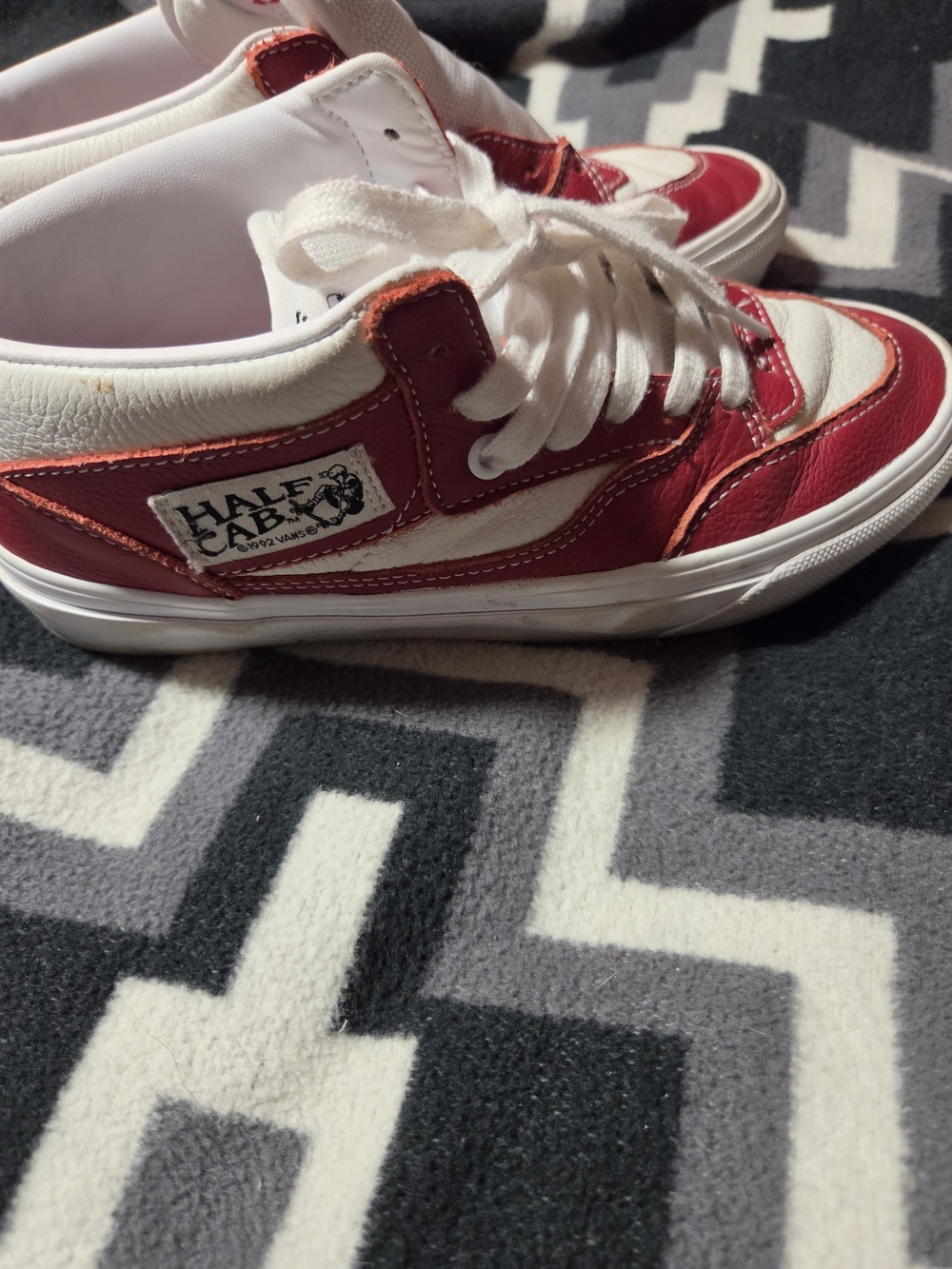 Mens Vans  Red and White Skate Shoes Missing 1 Lace